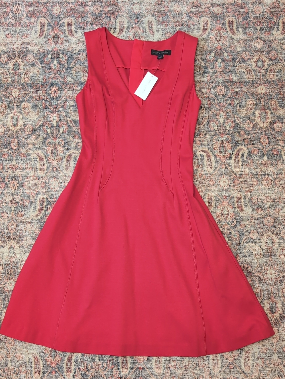 Banana Republic Red Sleeveless Fit-and-Flare Dress